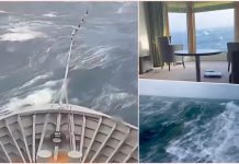 SNIMLJEN JEZIV TRENUTAK! Džinovski talas baca luksuzni kruzer kao da je od papira: Ljudi letjeli PO PODU, pucali prozori (VIDEO)