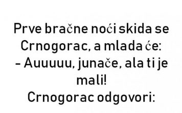 VIC DANA: Crnogorac i prva bračna noć