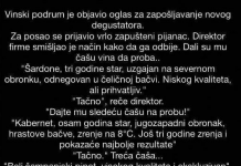 Zapošljavanje Milana degustatora vina