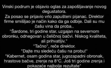 Zapošljavanje Milana degustatora vina