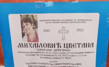 Osvanula neobična posmrtnica u Boru, od preminuIe žene se porodica oprostiIa nevjerovatnim riječima