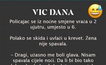 VIC DANA: Policajac se vratio iz noćne smjene