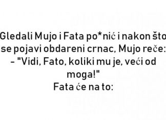VIC : Gledali Mujo i Fata po*nić i nakon što se pojavi obdareni crnac, Mujo reče: