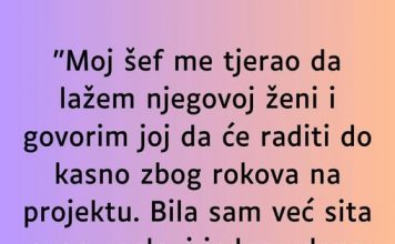 “Sef me tjerao da lazem njegovoj zeni da ostaje duze na poslu, a onda jedan dan sam se slomila…”