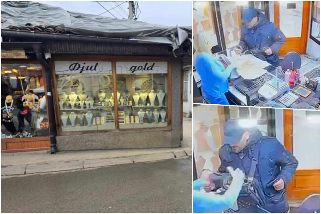 UZNEMIRUJUĆE! ORUŽANA PLJAČKA ZLATARE U NOVOM PAZARU UŽIVO: Kamera snimila razbojnika sa pištoljem i biber sprejom - ukrao nakit u vrednosti od 400.000 evra - featured image