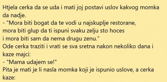 VIC DANA: Uslov za udaju