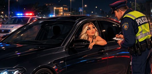 BMW M5 i plavuša u njemu