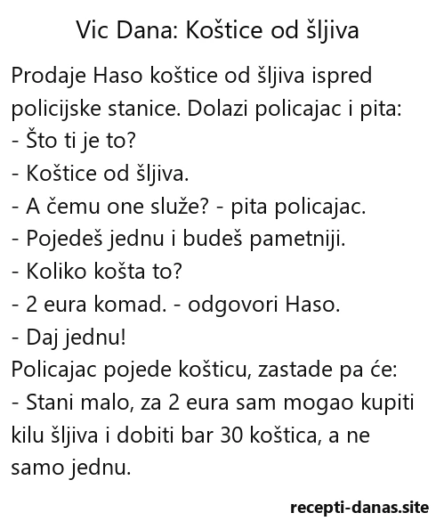 Vic dana Koštice od šljiva Vic dana Koštice od šljiva