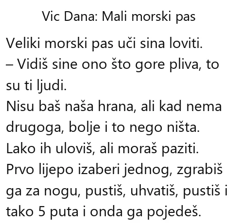 Vic dana: Mali morski pas Vic dana Mali morski pas