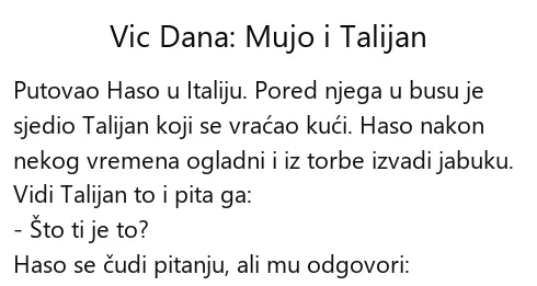 Vic dana: Mujo i Talijan Vic dana Mujo i Talijan